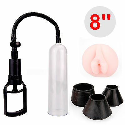 Beginner 8" Male Penis Enlarger Penis Pump Penis Extender Growth with 4 Sleeves